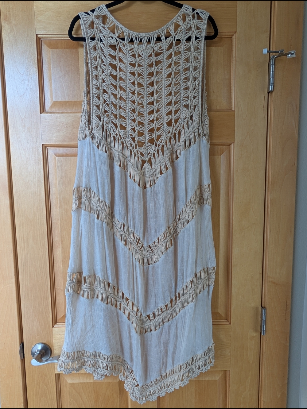 Dreamers Macramé Open Crochet Vest in Natural Cream - Picture 7 of 9
